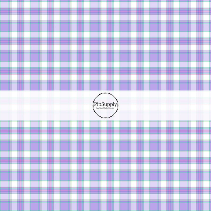 These spring themed no sew bow strips can be easily tied and attached to a clip for a finished hair bow. These festive bow strips are great for personal use or to sell. These bow strips feature the following design elements: purple spring tartan pattern.