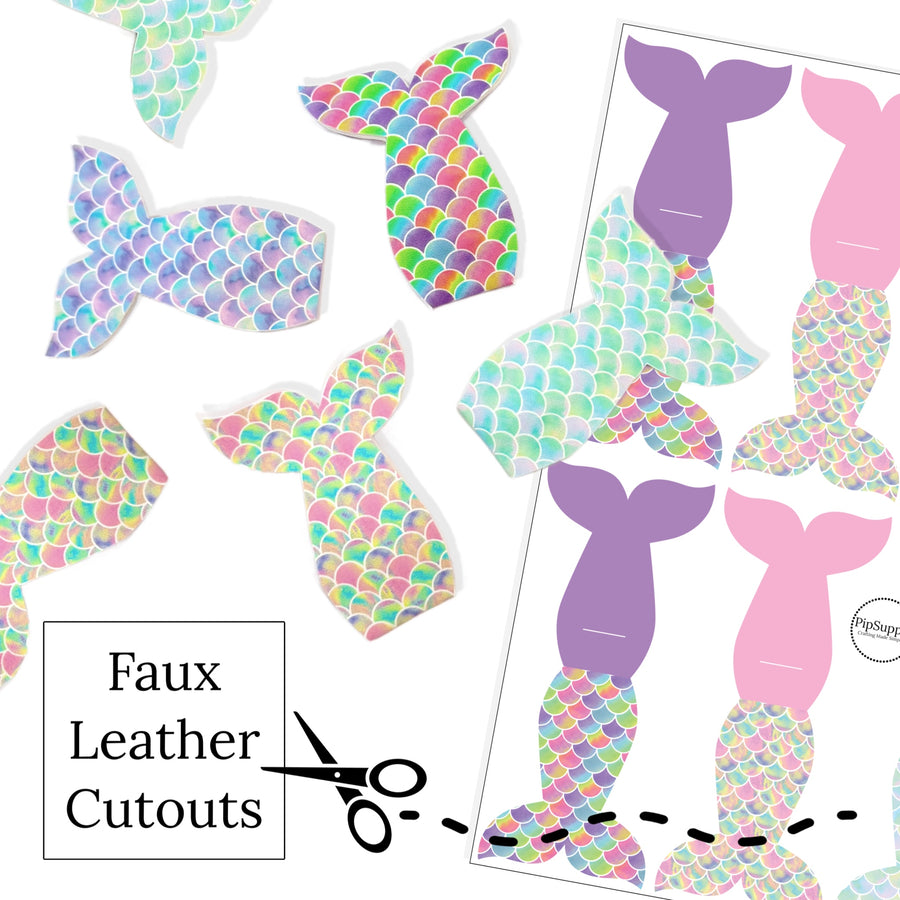 These mermaid tail themed faux leather snap clip covers are ready to cut and assemble for many craft projects. These patterned cutouts can be used to make a hair bow, headband, banner, photo props, scrapbook, party or classroom decorations, bulletin board trim or anything creative!