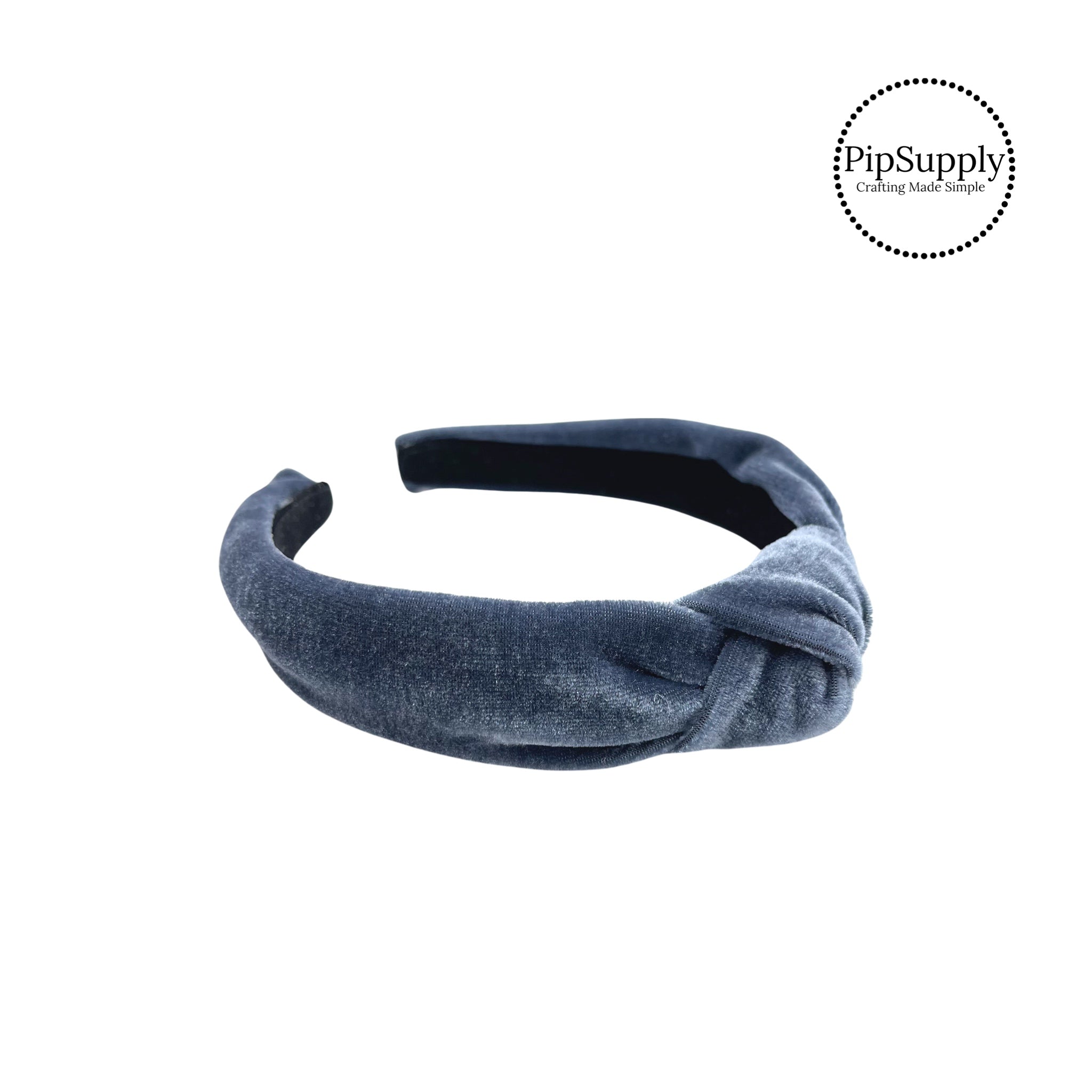 Midnight Blue Velvet Knotted Headbands Solid Knotted Headband Pip