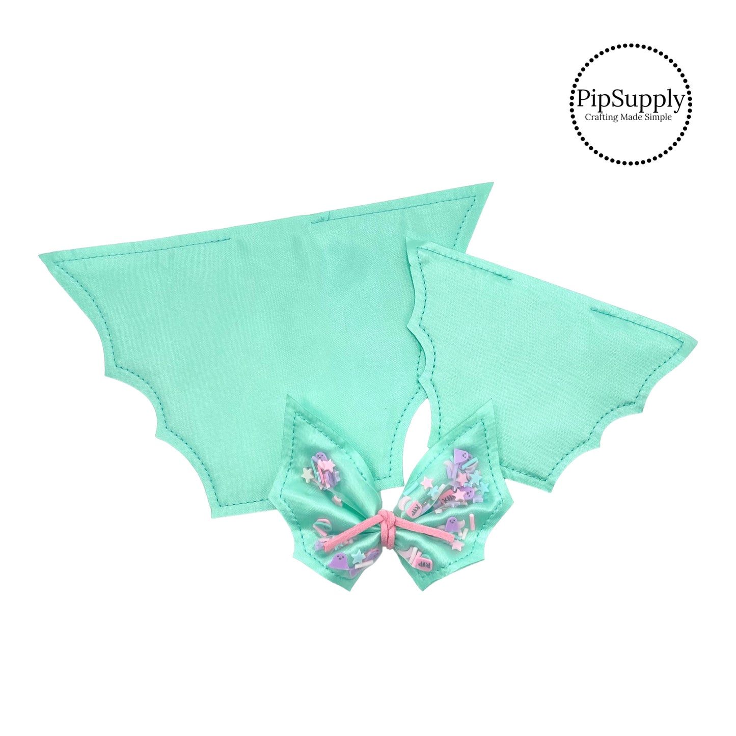 Light Aqua Bat Shaped Fillable Shaker Hair Bows