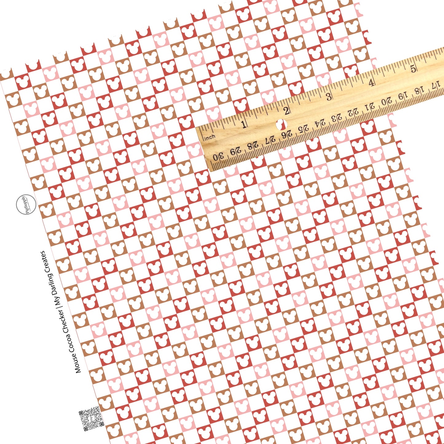 Christmas cocoa checker with mouse heads faux leather sheets