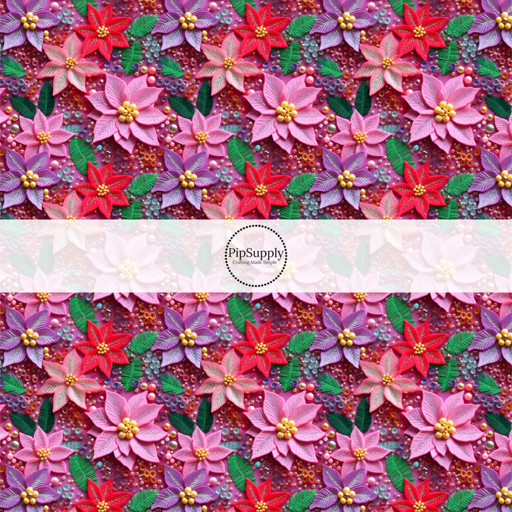 bright multi colored poinsettias