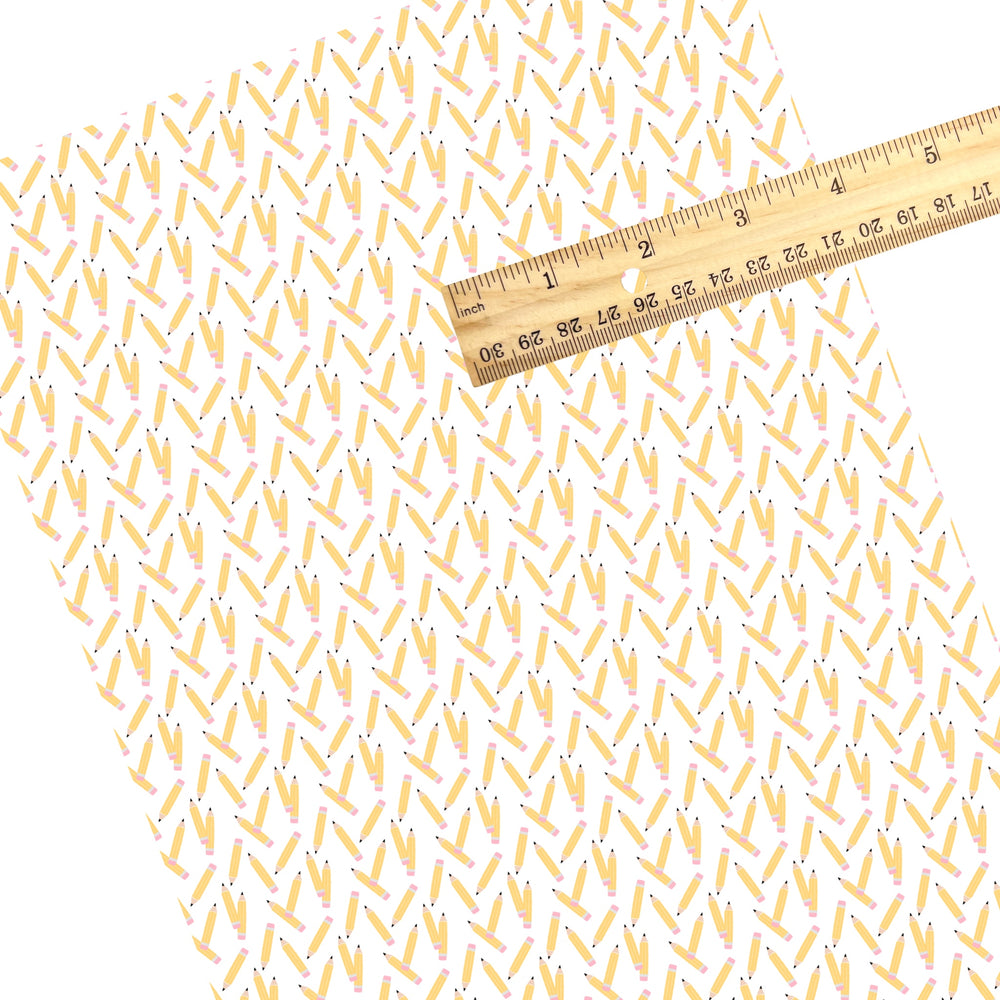 These school themed faux leather sheets contain the following design elements: pastel pencil pattern. Our CPSIA compliant faux leather sheets or rolls can be used for all types of crafting projects.
