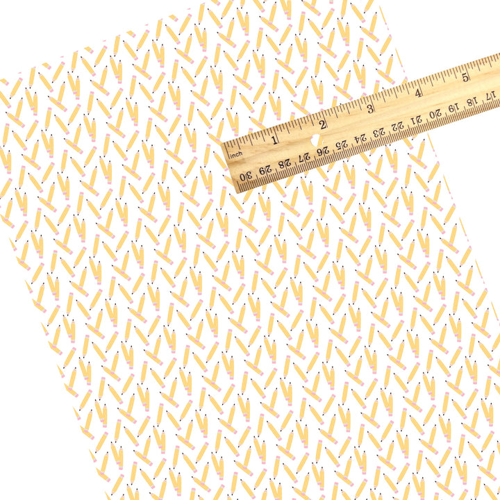 These school themed faux leather sheets contain the following design elements: pastel pencil pattern. Our CPSIA compliant faux leather sheets or rolls can be used for all types of crafting projects.
