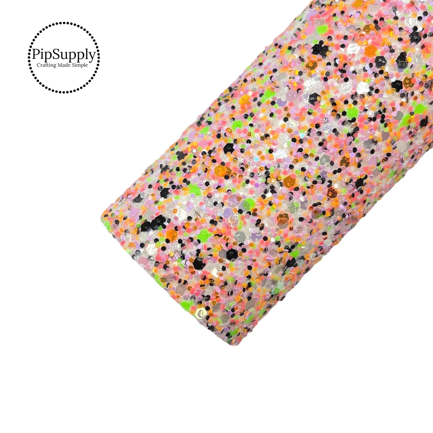Glow in the dark pink, orange, clear, and green sequins