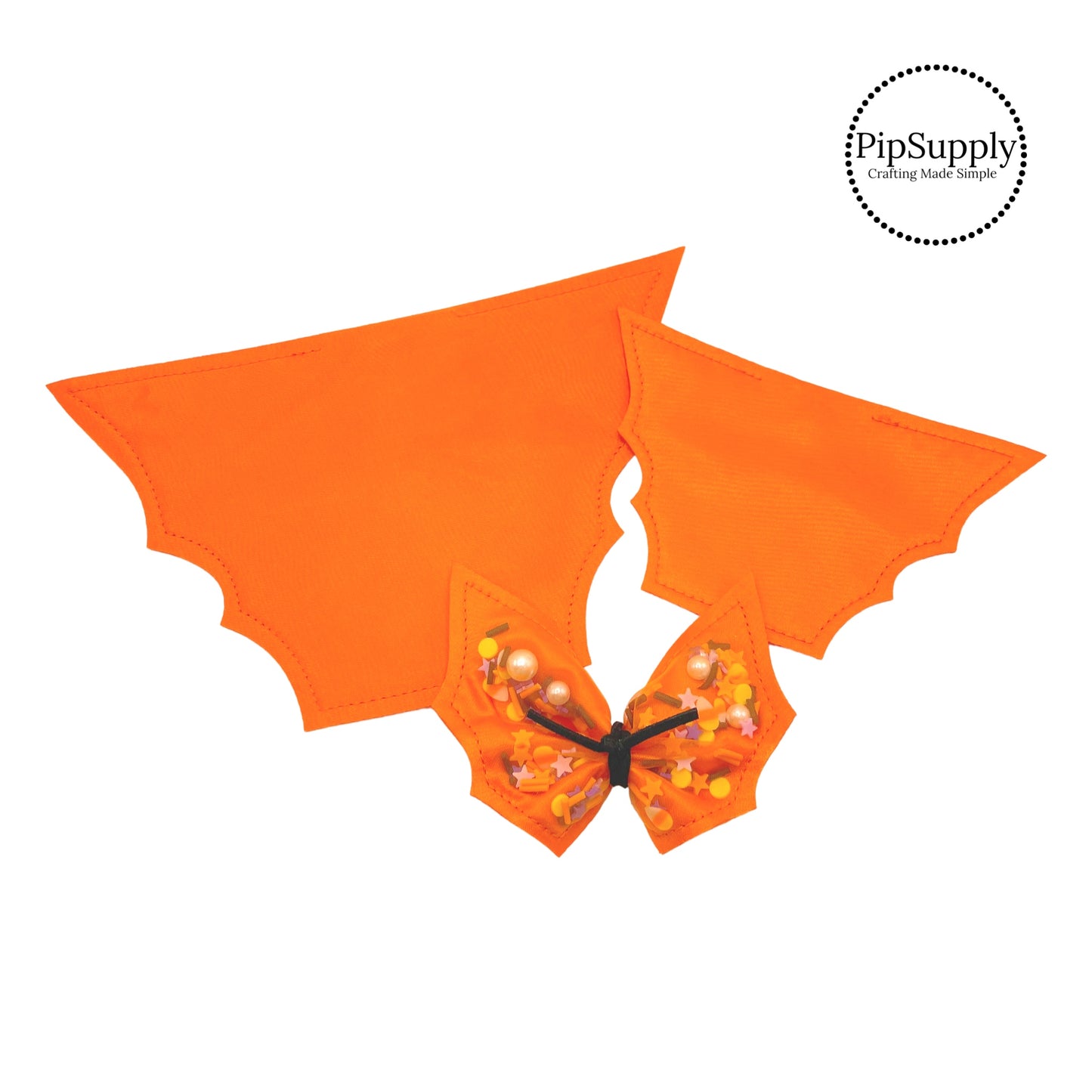 Orange Bat Shaped Fillable Shaker Hair Bows