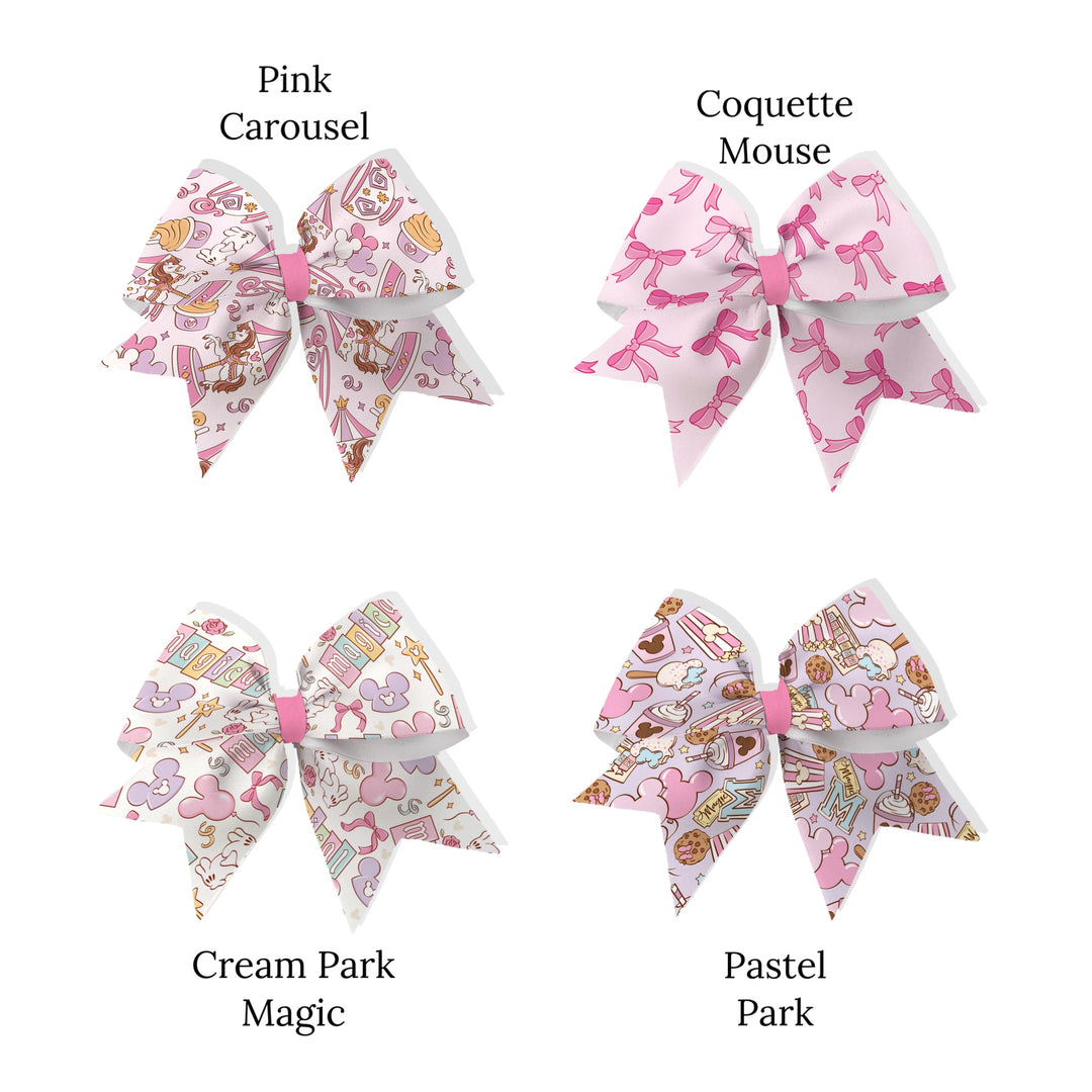 These magical themed neoprene cheer bows can be quickly cut and assembled for a trendy bow. They're ideal for easy at-home styling, individual use, or even resale. Get creative and add a splash of color to your look with these low-maintenance bows.