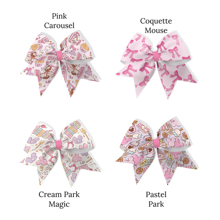 These magical themed neoprene cheer bows can be quickly cut and assembled for a trendy bow. They're ideal for easy at-home styling, individual use, or even resale. Get creative and add a splash of color to your look with these low-maintenance bows.