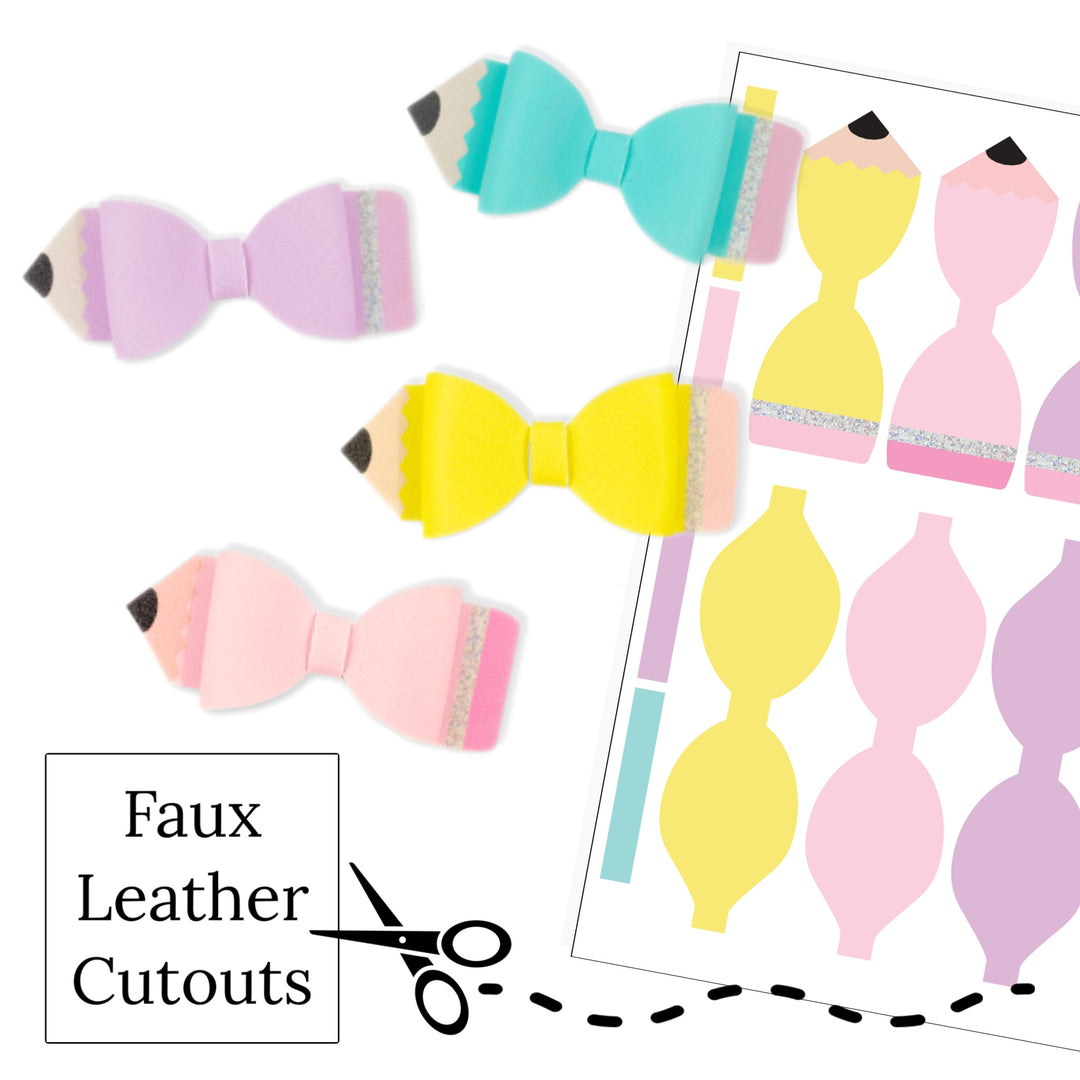 These school themed faux leather bow cutouts are ready to cut and assemble for many craft projects. These patterned cutouts can be used to make a hair bow, headband, banner, photo props, scrapbook, party or classroom decorations, bulletin board trim or anything creative!