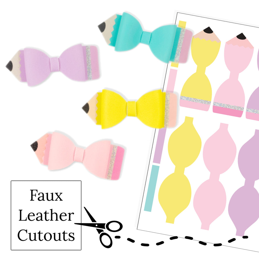 These school themed faux leather bow cutouts are ready to cut and assemble for many craft projects. These patterned cutouts can be used to make a hair bow, headband, banner, photo props, scrapbook, party or classroom decorations, bulletin board trim or anything creative!