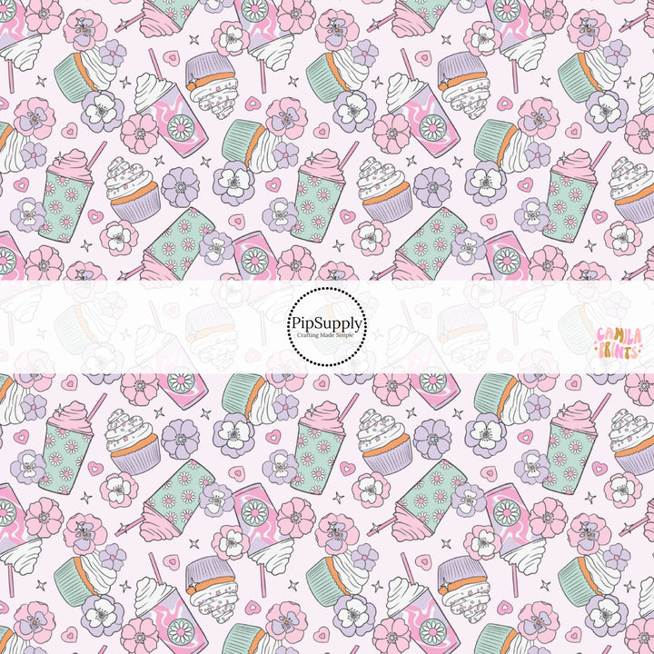 These spring themed no sew bow strips can be easily tied and attached to a clip for a finished hair bow. These fun bow strips are great for personal use or to sell. These bow strips feature the following design elements: pastel flowers, drinks, and desserts.