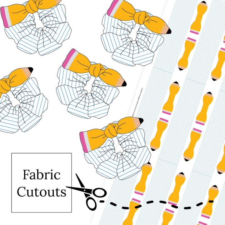 These school themed scrunchie cutouts can be quickly cut and assembled (sewn) for a trendy hair accessory. They're ideal for easy at-home styling, individual use, or even resale. Get creative and add a splash of color to your look with these low-maintenance scrunchies!