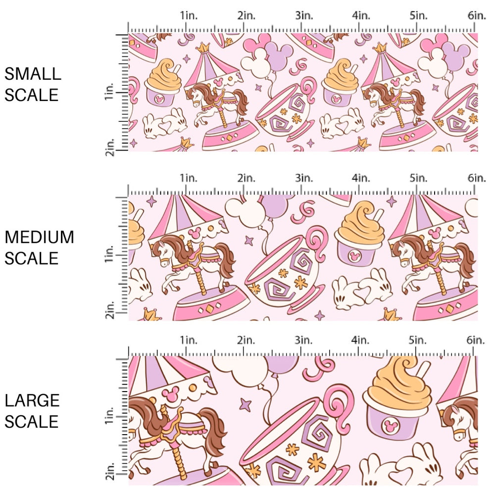 This high-quality fabric by the yard features park rides and treats. This fun patterned fabric can be used for all your sewing and crafting needs!