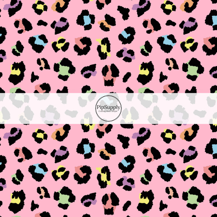 These leopard print themed fabric by the yard features pink rainbow leopard pattern. This fun pattern fabric can be used for all your sewing and crafting needs!