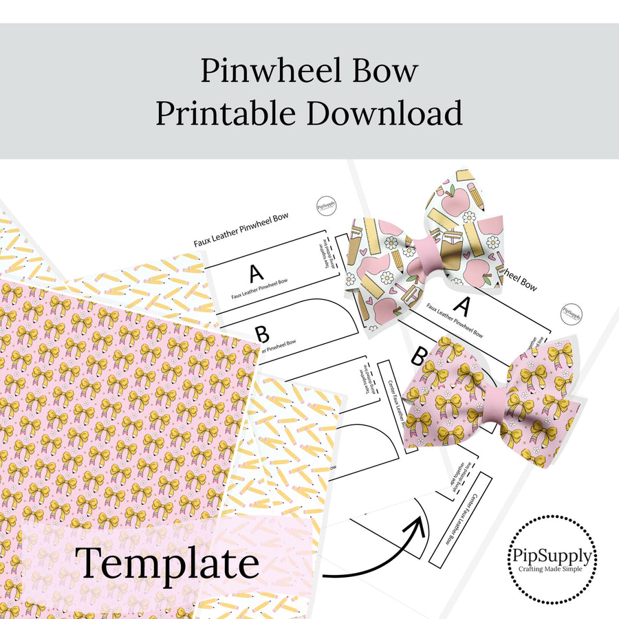 Unleash your creativity with our Pinwheel Bow Printable Template! With this versatile template, you can easily create a stylish bow using faux leather. Measuring 6.5" by 2.5" wide, the finished bow will add the perfect touch to any outfit. Plus, our tutorial included in the listing will guide you every step of the way. Get ready to elevate your fashion game!