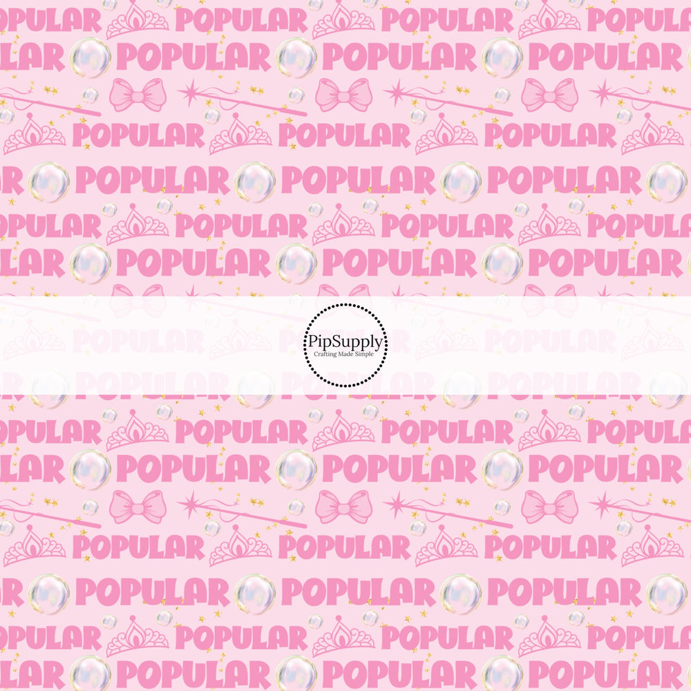 These fun witch themed no sew bow strips can be easily tied and attached to a clip for a finished hair bow. These fun bow strips are great for personal use or to sell. These bow strips feature the following design elements: "popular" sayings with crowns and bows on pink.