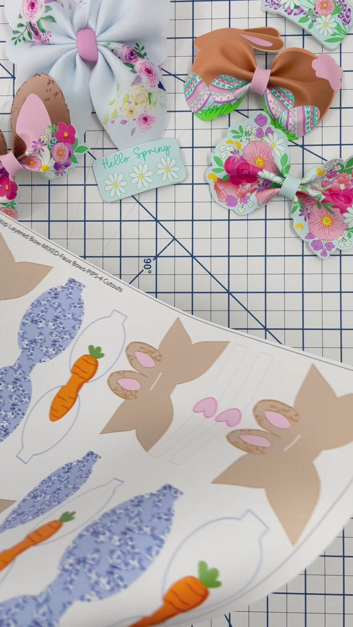 Spring Bunnies Layered Faux Leather DIY Hair Bows