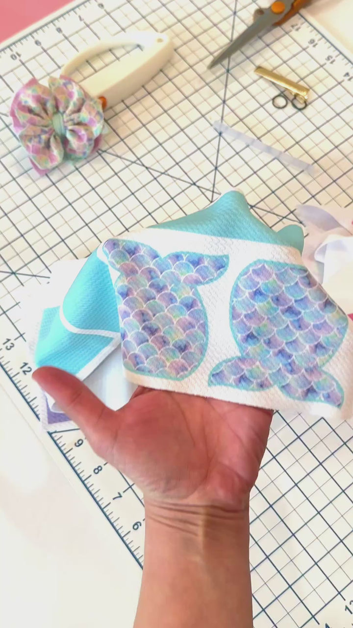 Mermaid Tail Shredded Liverpool Fabric DIY Hair Bow Cutouts
