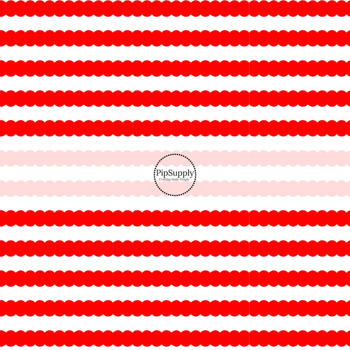 These patriotic fabric by the yard features red stripes. This fun pattern fabric can be used for all your sewing and crafting needs!