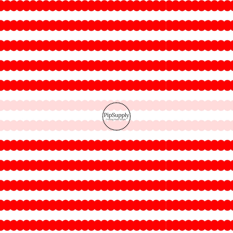 These patriotic fabric by the yard features red stripes. This fun pattern fabric can be used for all your sewing and crafting needs!