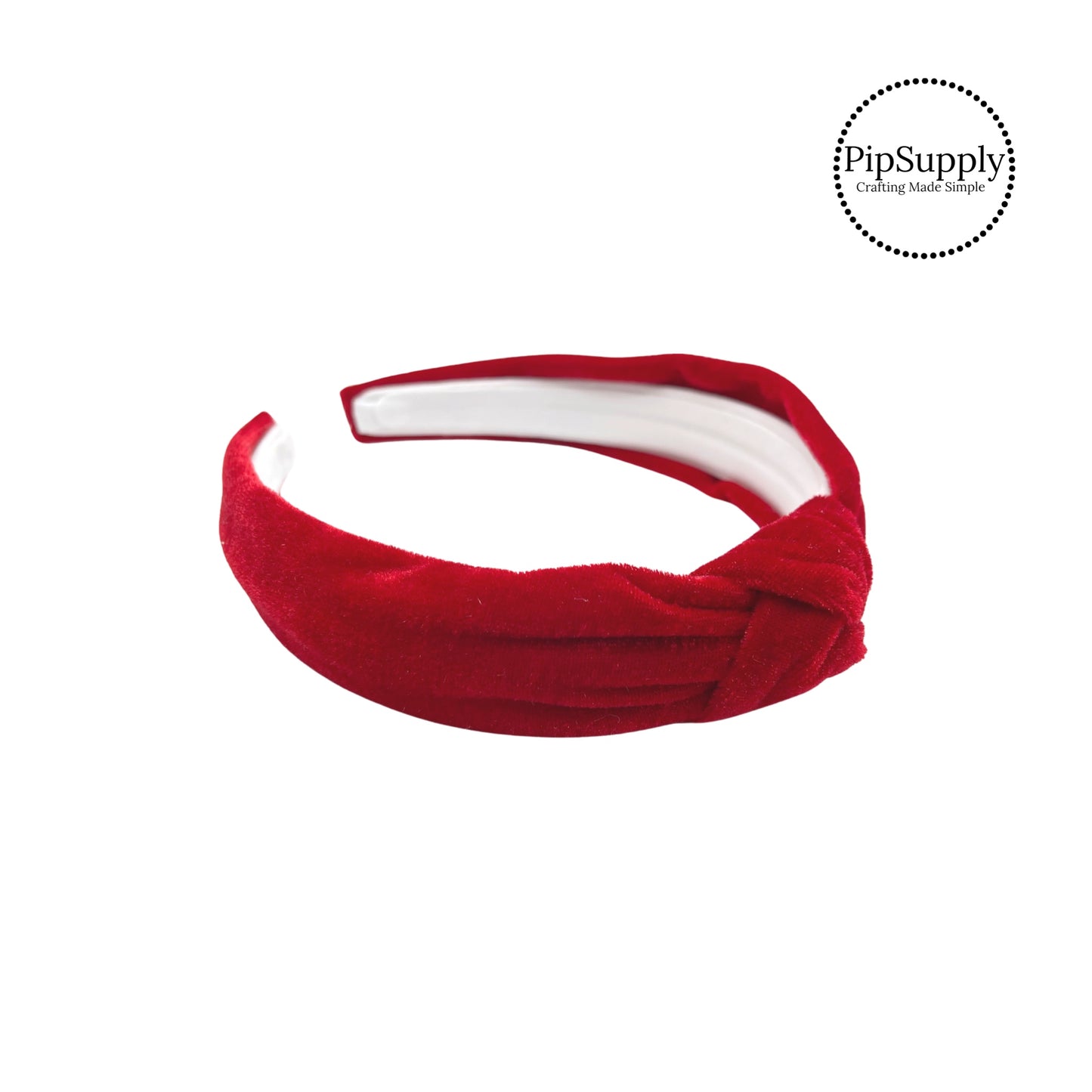 Solid red velvet knotted heabdnad