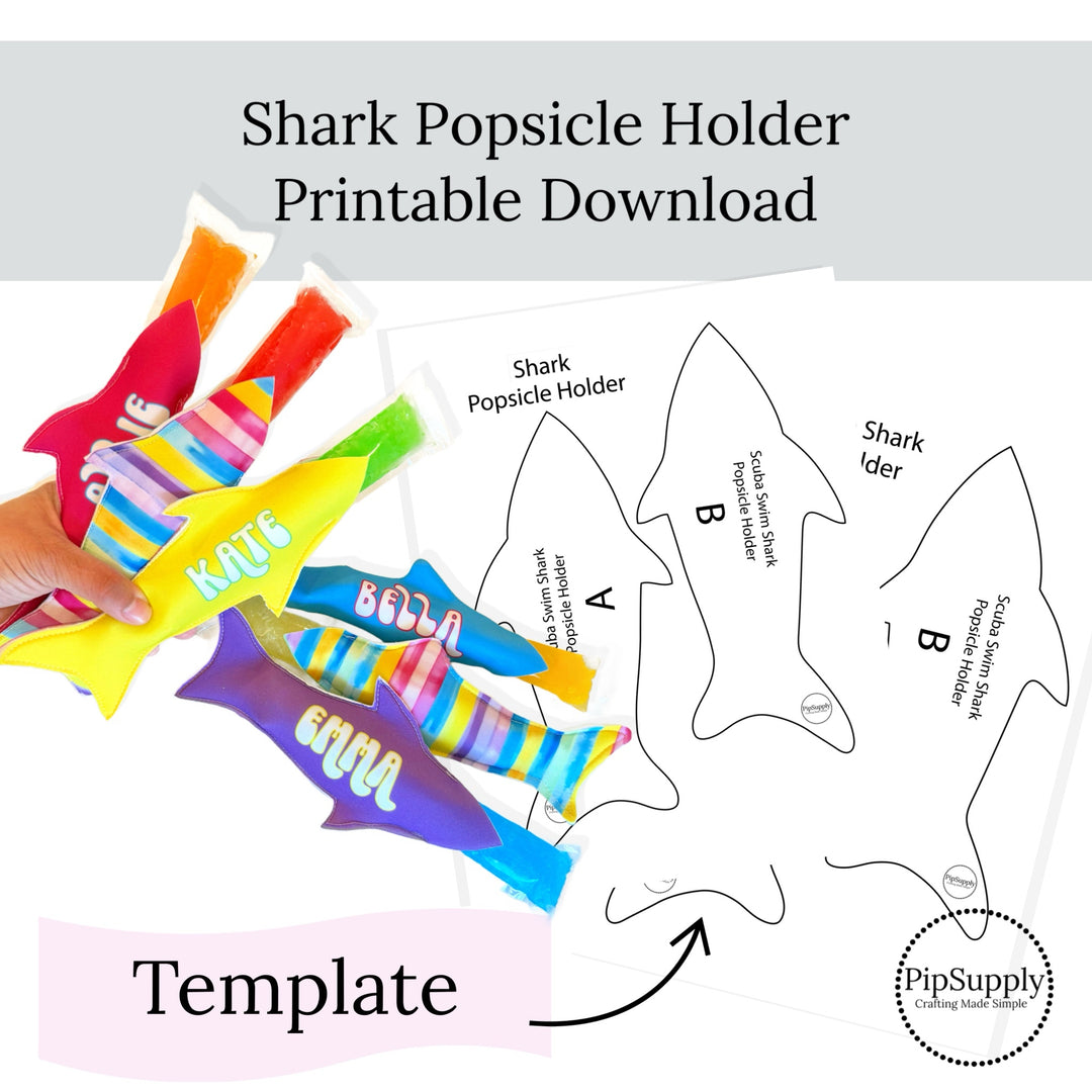 Shark Popsicle Holder Printable Download Template