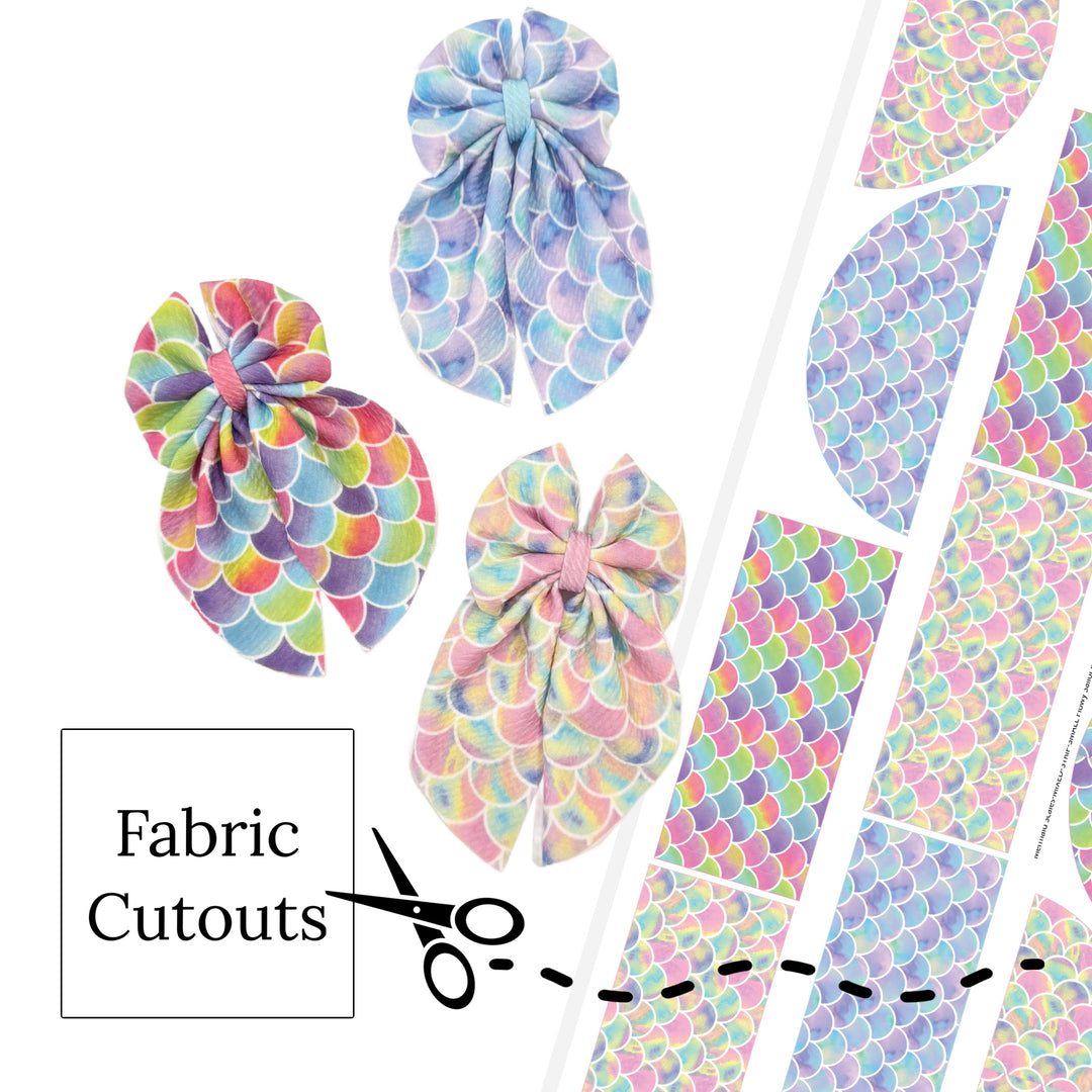 These summer mermaid themed sailor bows can be quickly cut and assembled for a trendy seasonal bow. They're ideal for easy at-home styling, individual use, or even resale. Get creative and add a splash of color to your look with these low-maintenance bows – perfect for this upcoming summer.