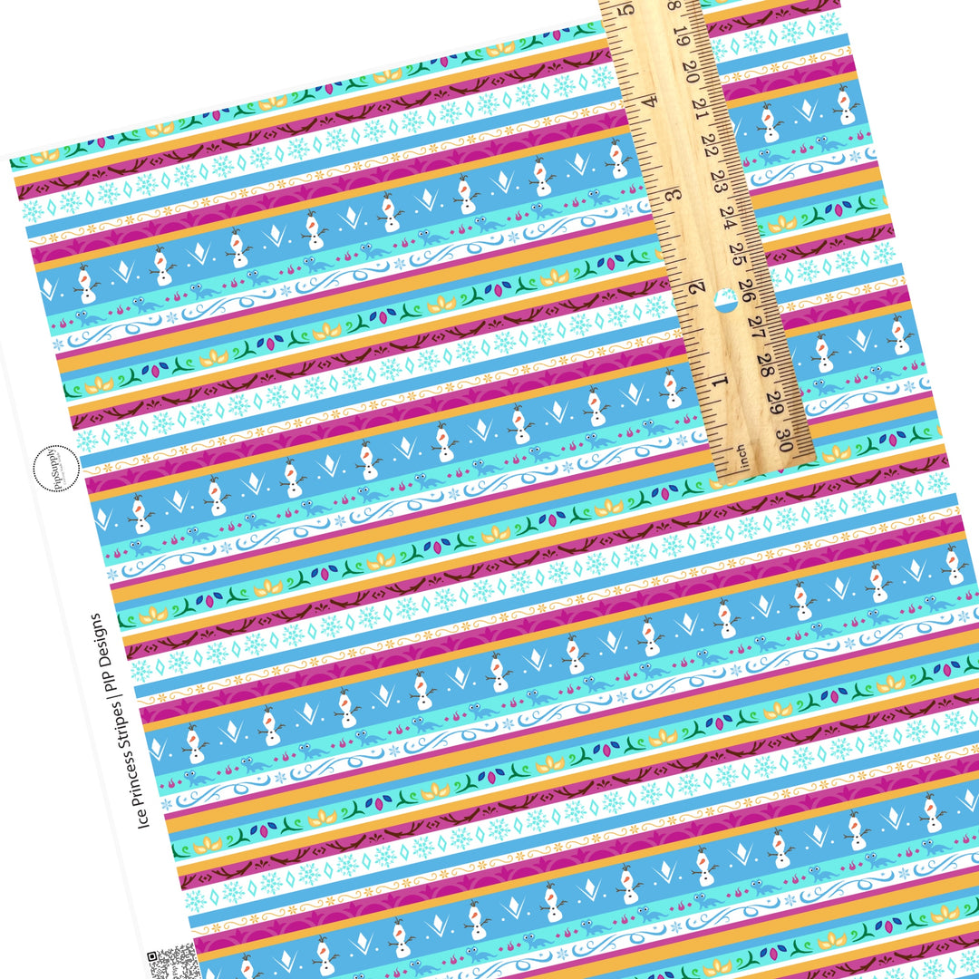 Ice princess blue and pink stripes faux leather sheets