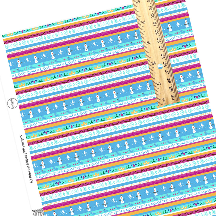 Ice princess blue and pink stripes faux leather sheets