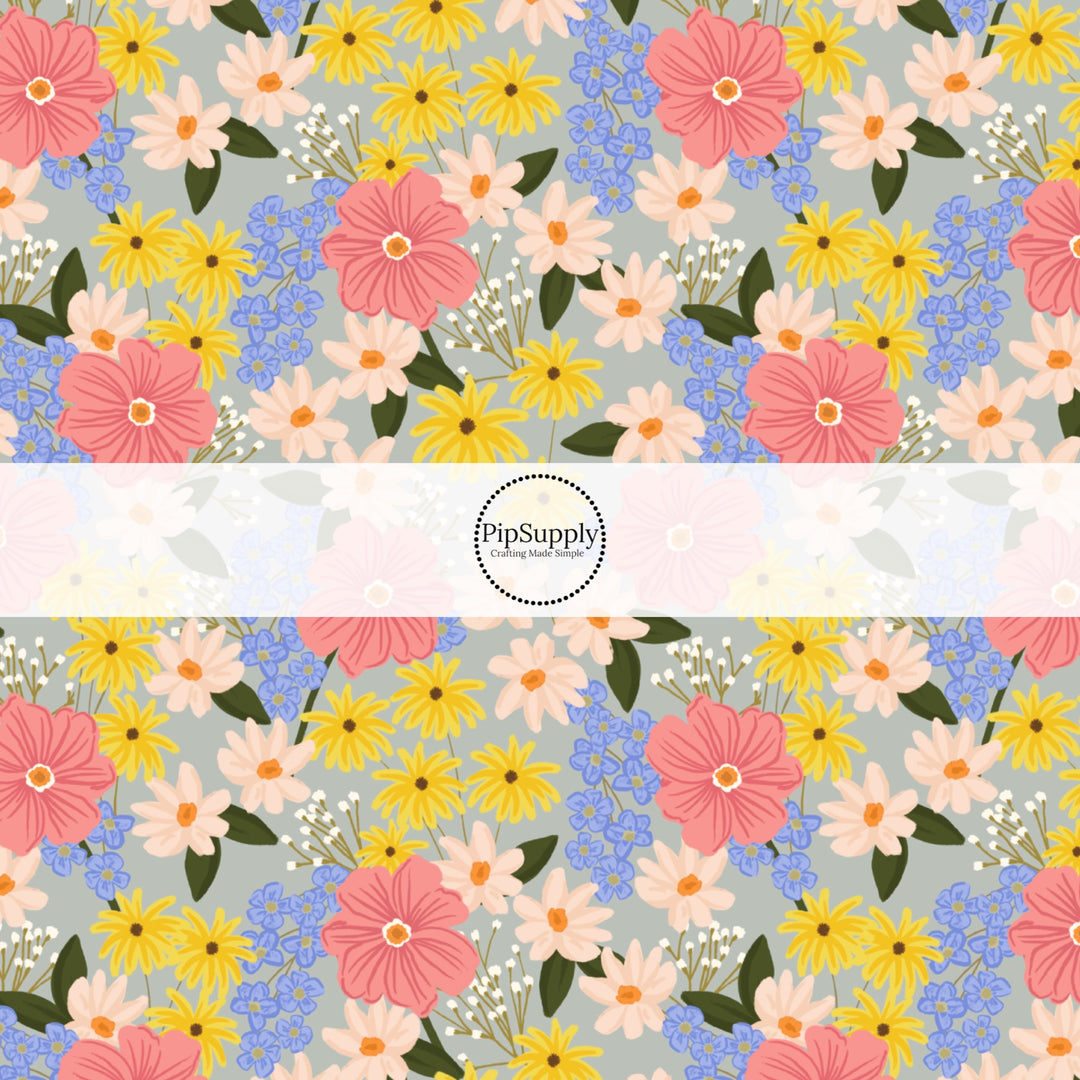 These spring fabric by the yard features spring wildflowers. This fun pattern fabric can be used for all your sewing and crafting needs!