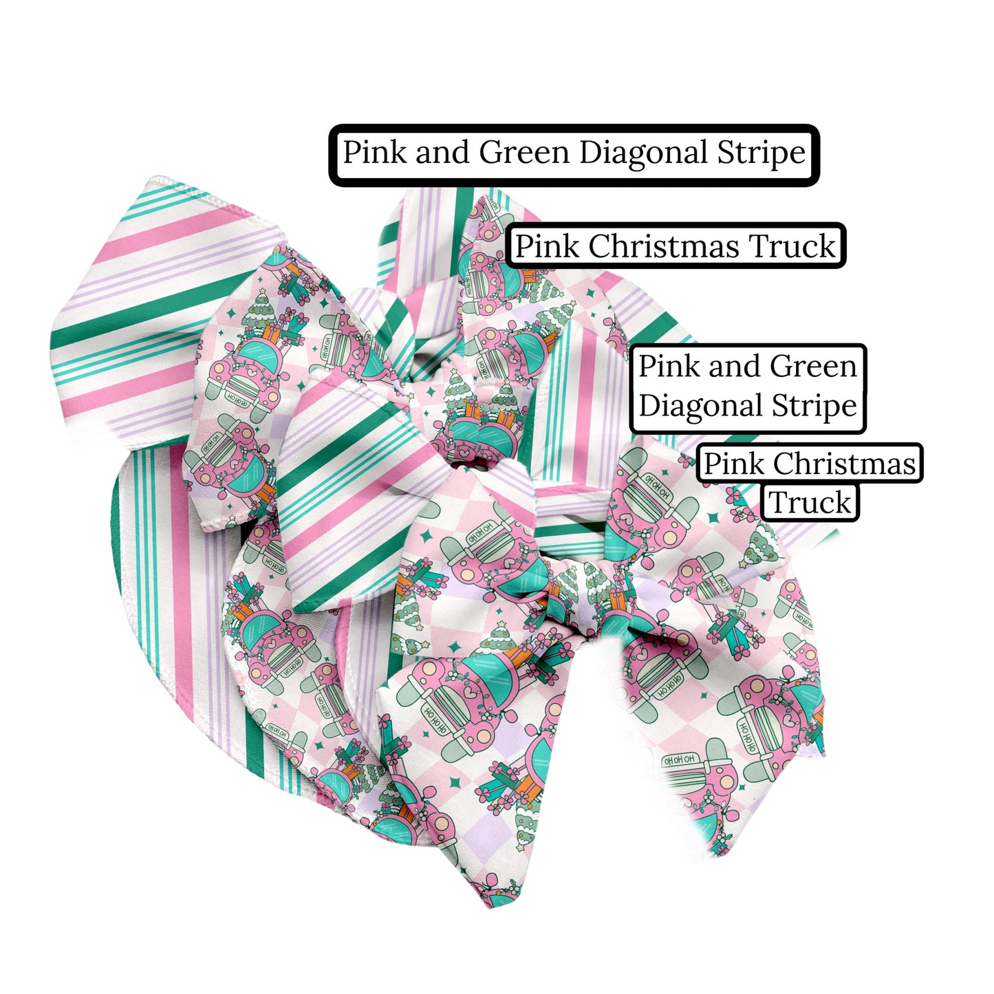 Pink Christmas Truck Hair Bow Strips