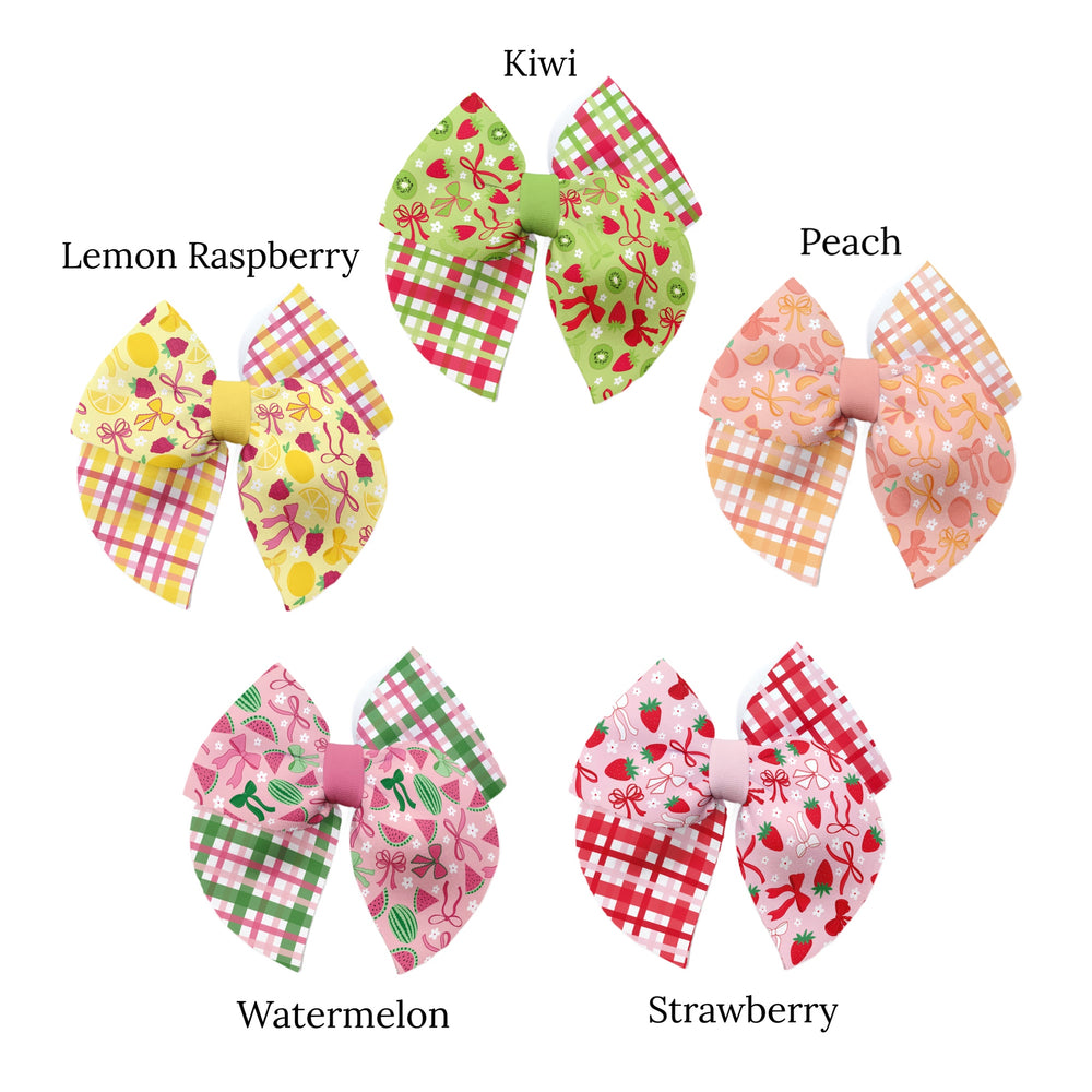 These summer fruit themed sailor bows can be quickly cut and assembled for a trendy seasonal bow. They're ideal for easy at-home styling, individual use, or even resale. Get creative and add a splash of color to your look with these low-maintenance bows ā perfect for this upcoming summer.