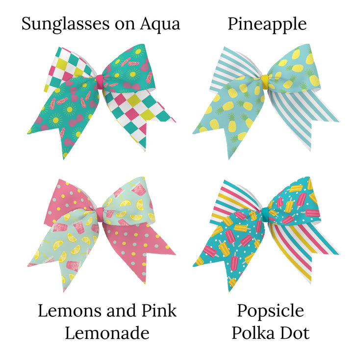 These summer fruit neoprene cheer bows can be quickly cut and assembled for a trendy sports bow. They're ideal for easy at-home styling, individual use, or even resale. Get creative and add a splash of color to your look with these low-maintenance bows.