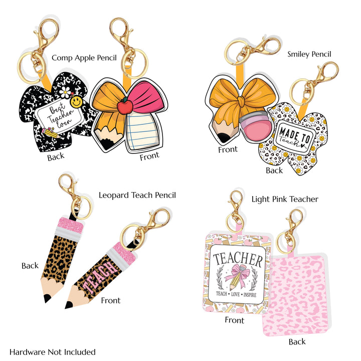 Teacher Appreciation Faux Leather Fold Over Keychains