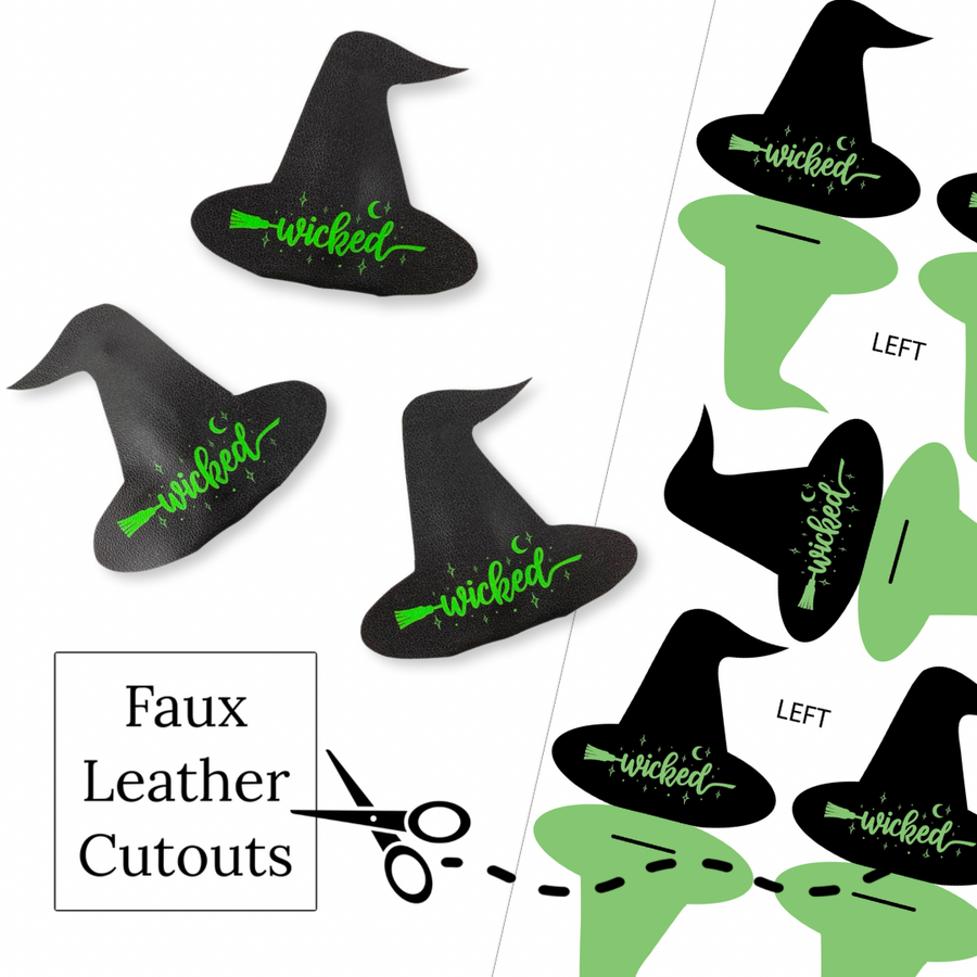 These fun witch themed faux leather snap clip covers are ready to cut and assemble for many craft projects. These patterned cutouts can be used to make a hair bow, headband, banner, photo props, scrapbook, party or classroom decorations, bulletin board trim or anything creative!