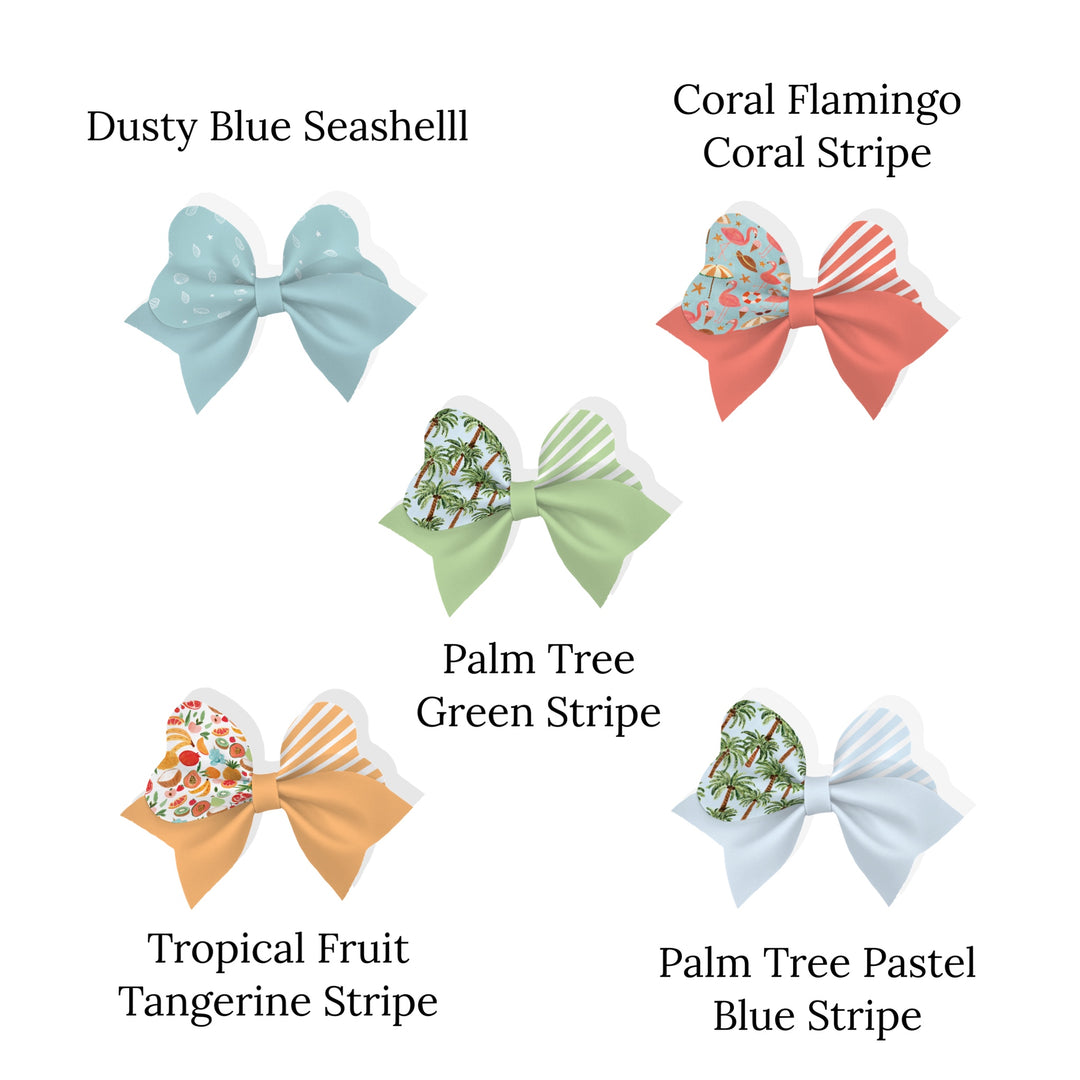 These tropical paradise themed layered faux leather bows are ready to cut and assemble for many craft projects. These patterned cutouts can be used to make a hair bow, headband, banner, photo props, scrapbook, party or classroom decorations, bulletin board trim or anything creative!