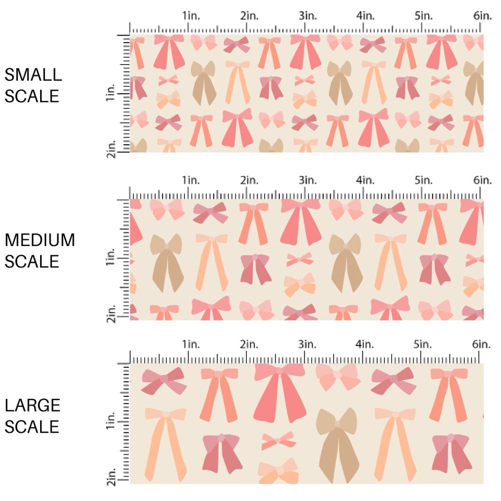 This holiday fabric by the yard features multi colored bows. This festive pattern fabric can be used for all your sewing and crafting needs!