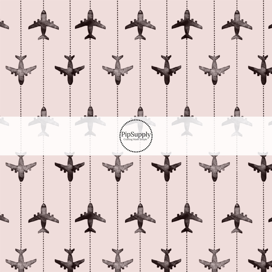 These travel themed fabric by the yard features airplanes on grey pattern. This fun pattern fabric can be used for all your sewing and crafting needs!