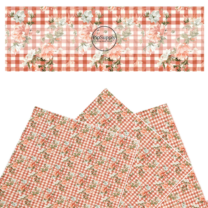 These spring faux leather sheets contain the following design elements: watercolor flowers on plaid pattern. Our CPSIA compliant faux leather sheets or rolls can be used for all types of crafting projects.