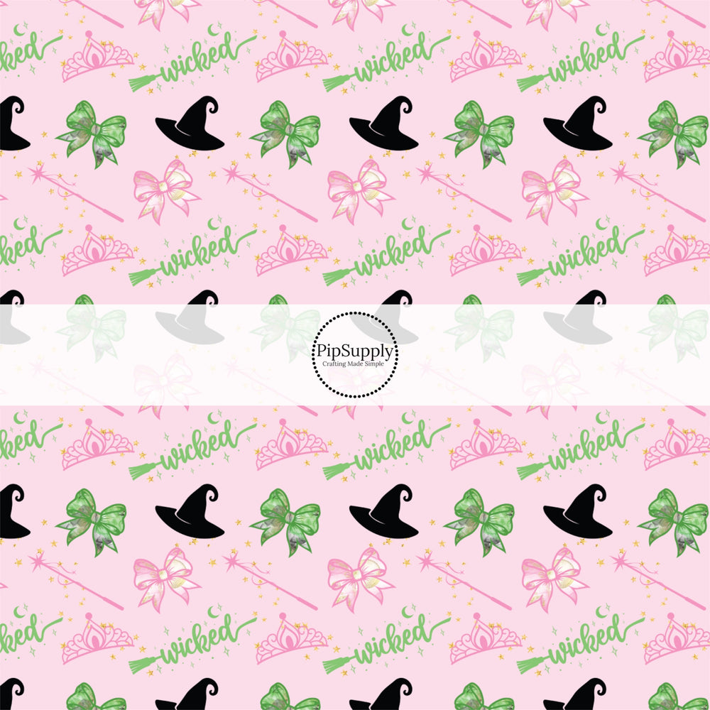 These fun headband kits are easy to assemble and come with everything you need to make your own knotted headband. These witch themed kits include a custom printed and sewn fabric strip and a coordinating velvet base headband. The pattern features: witch hats, witch brooms, crowns and bows.