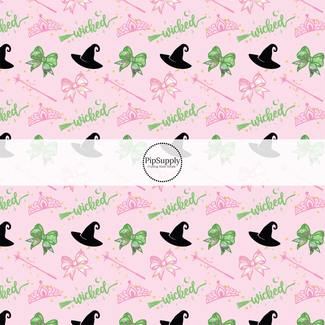 These fun headband kits are easy to assemble and come with everything you need to make your own knotted headband. These witch themed kits include a custom printed and sewn fabric strip and a coordinating velvet base headband. The pattern features: witch hats, witch brooms, crowns and bows.