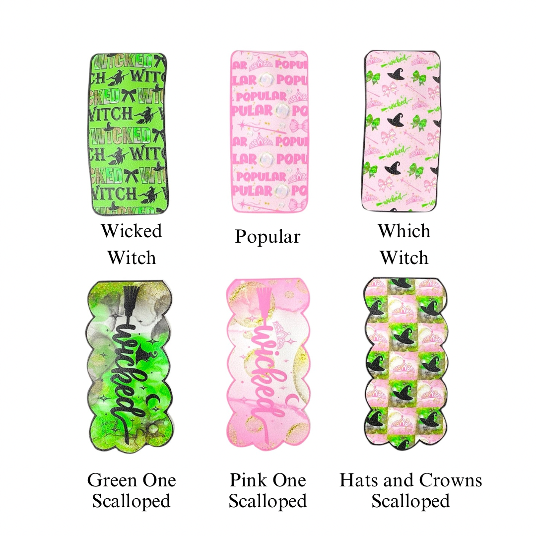 These fun witch themed faux leather snap clip covers are ready to cut and assemble for many craft projects. These patterned cutouts can be used to make a hair bow, headband, banner, photo props, scrapbook, party or classroom decorations, bulletin board trim or anything creative!