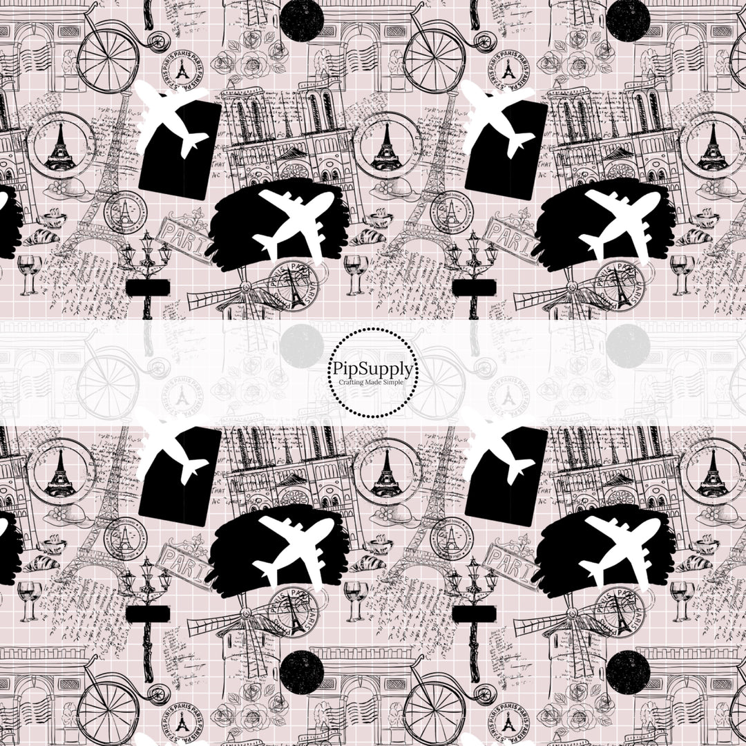 These travel themed fabric by the yard features airplanes, passport stamps, and maps pattern. This fun pattern fabric can be used for all your sewing and crafting needs!