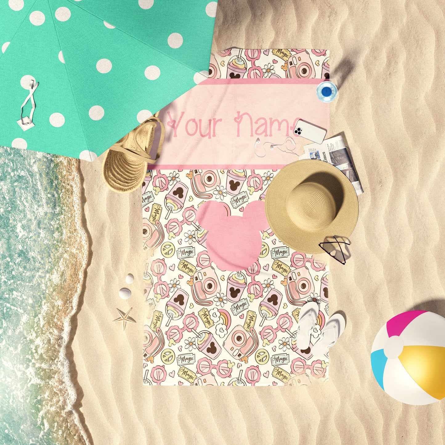 Mouse Magic Personalized Beach Towel