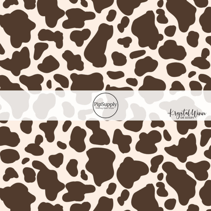 Brown and cream cow print fabric by the yard - Cowboy Fabric - Rodeo Fabric