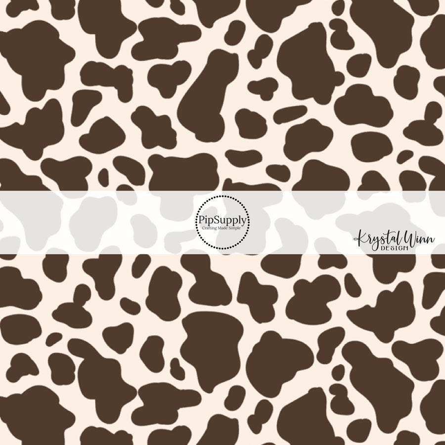 Brown and cream cow print fabric by the yard - Cowboy Fabric - Rodeo Fabric