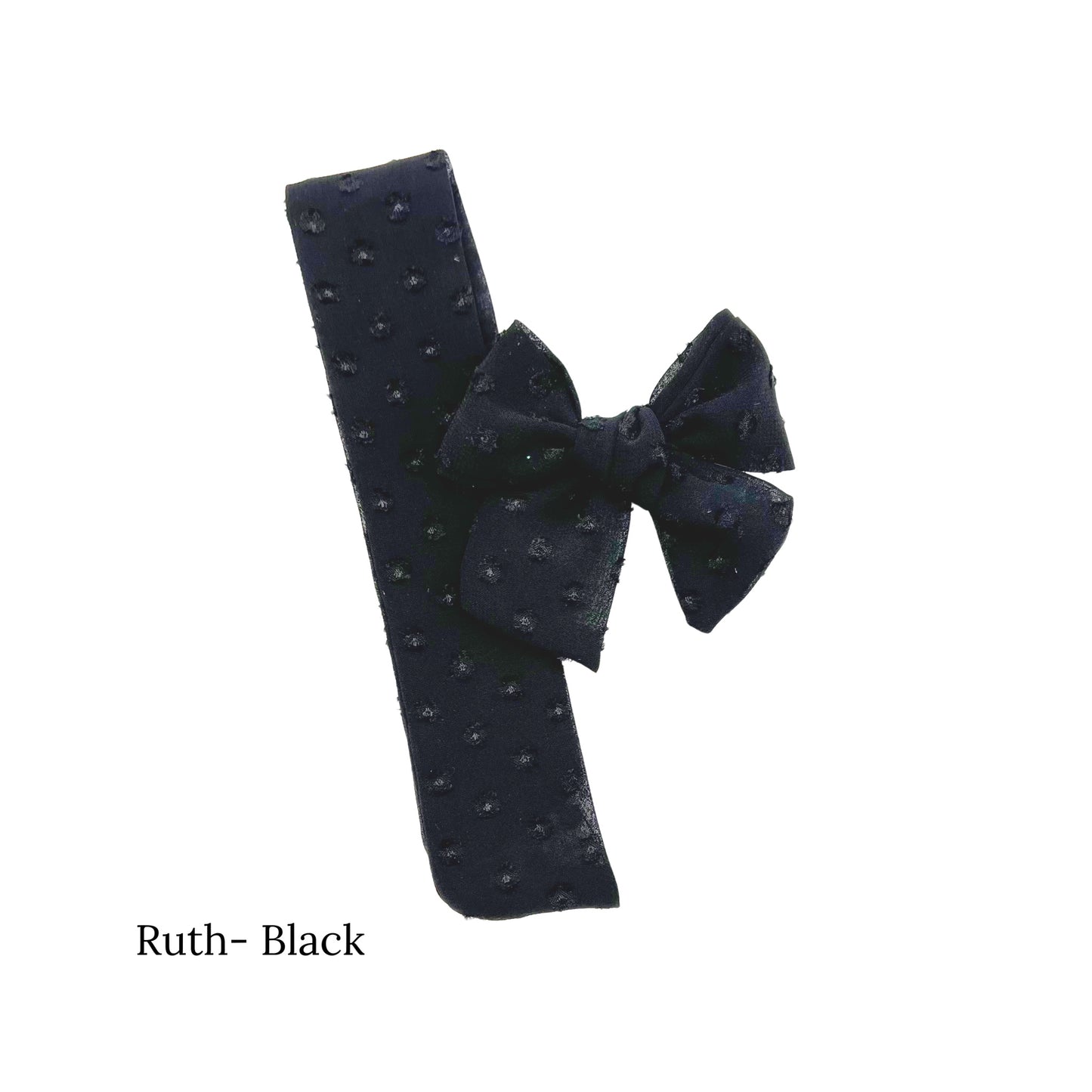 Black frayed bow on a white background