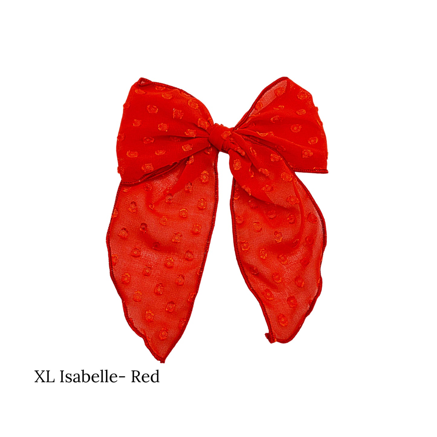 Large red christmas bow with frayed dots