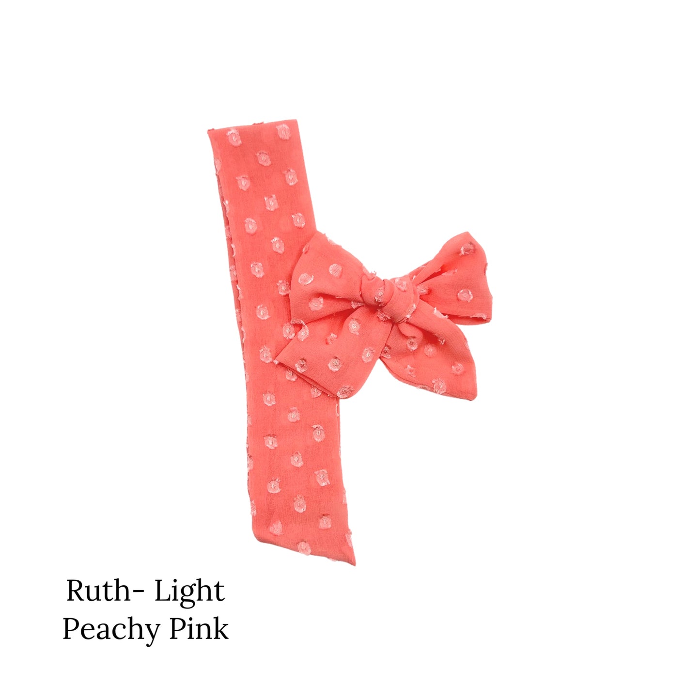 Classic Frayed Dot Christmas bow strips light Peachy Pink Ruth
