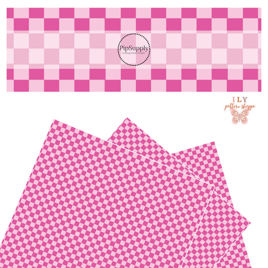 pink and light pink checkered faux leather sheets